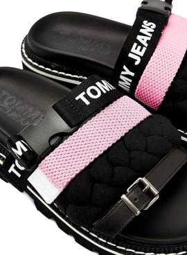 Sandalias Tommy Hilfiger Braided Strap Negro Mujer