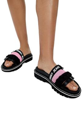 Sandalias Tommy Jeans Braided Strap Negro Mujer