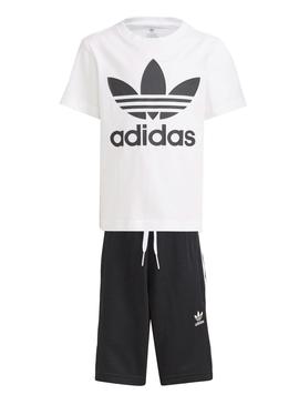 Conjunto Adidas Short Tee Blanco Para Niño