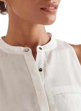 Camisa Superdry Tencel Blanco Para Mujer