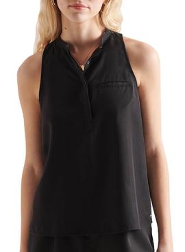 Camisa Superdry Tencel Negro Para Mujer