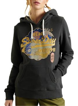 Sudadera Superdry Itago Gris Para Mujer