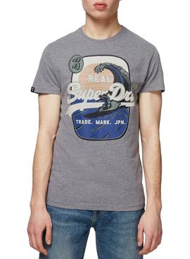 Camiseta Superdry Itago Gris Para Hombre