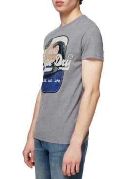 Camiseta Superdry Itago Gris Para Hombre