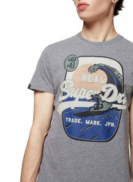 Camiseta Superdry Itago Gris Para Hombre