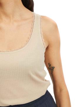 Camiseta Vila Vibania Tank Beige Para Mujer