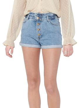 Short Only Cuba Life Paperbag Denim Para Mujer