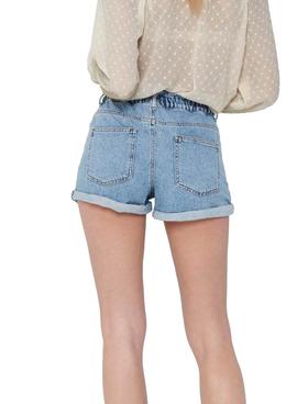 Short Only Cuba Life Paperbag Denim Para Mujer