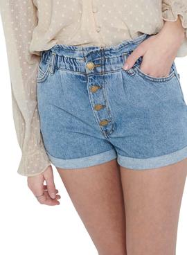 Short Only Cuba Life Paperbag Denim Para Mujer