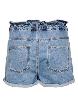 Short Only Cuba Life Paperbag Denim Para Mujer