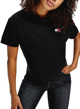 Camiseta Tommy Jeans Badge Negro Para Mujer