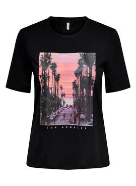 Camiseta Only Iris Life Negro Para Mujer