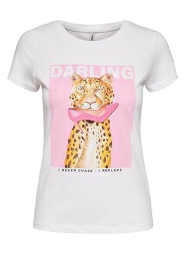 Camiseta Only Vibe Life Blanco Para Mujer