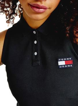 Polo Tommy Jeans Crop Negro Para Mujer