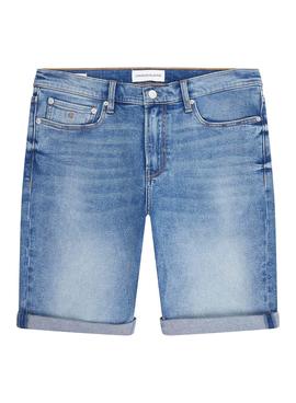 Bermuda Calvin Klein Slim Short Azul Para Hombre