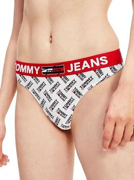Tanga Tommy Jeans Thong Print Blanco Para Mujer