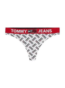 Tanga Tommy Jeans Thong Print Blanco Para Mujer