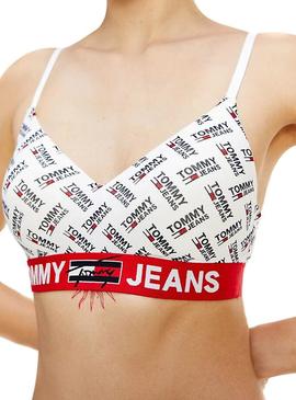 Bralette Tommy Jeans Lift Print Blanco Para Mujer