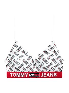 Bralette Tommy Jeans Lift Print Blanco Para Mujer