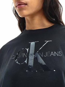 Camiseta Calvin Klein Tonal Monogram Negro Mujer