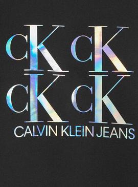Sudadera Calvin Klein Shine Logo Negro Para Mujer
