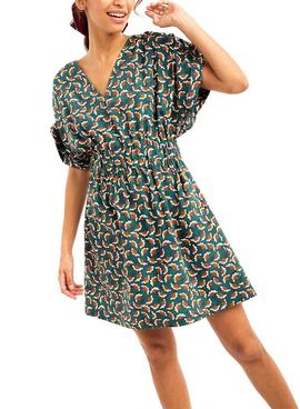 Vestido Naf Naf Estampado Verde Para Mujer