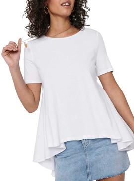 Camiseta Only Essa Life Long Blanco Para Mujer