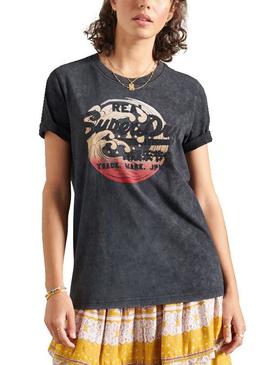 Camiseta Superdry Itago Negro Para Mujer