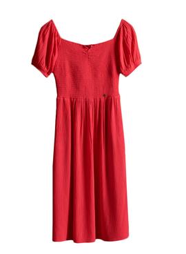 Vestido Superdry Kala Smocked Rojo Para Mujer