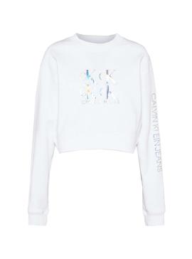 Sudadera Calvin Klein Shine Logo Blanco Para Mujer