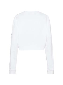 Sudadera Calvin Klein Shine Logo Blanco Para Mujer