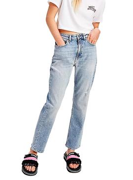 Pantalón Tommy Jeans Harper Azul Para Mujer
