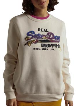 Sudadera Superdry Itago Beige Para Mujer