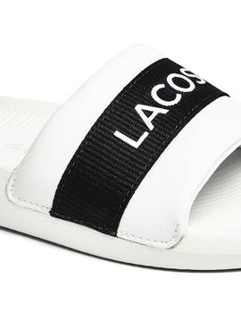 Chanclas Lacoste Croco Slide Blanco Para Mujer