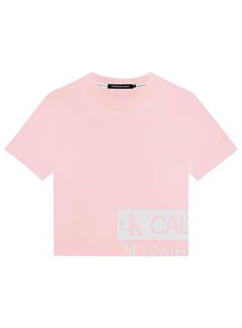 Camiseta Calvin Klein Mirrored Logo Rosa Mujer