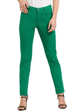 Pantalón Naf Naf Pitillo Bolsillos Verde Mujer