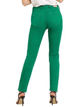 Pantalón Naf Naf Pitillo Bolsillos Verde Mujer