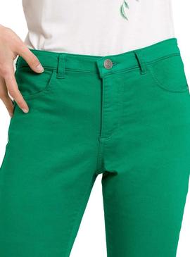 Pantalón Naf Naf Pitillo Bolsillos Verde Mujer