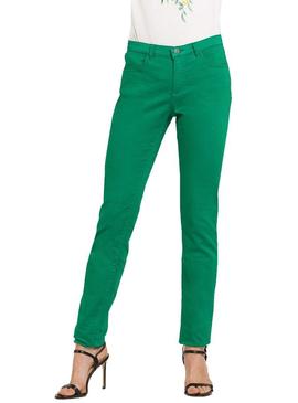 Pantalón Naf Naf Pitillo Bolsillos Verde Mujer