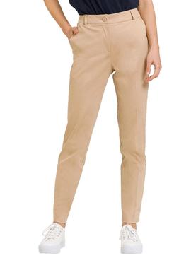 Pantalón Naf Naf Chino De Vestir Beige Para Mujer