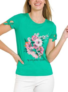 Camiseta Naf Naf Bordados Verde Para Mujer