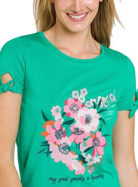 Camiseta Naf Naf Bordados Verde Para Mujer