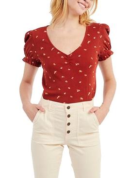 Camiseta Naf Naf Estampada Terracota Para Mujer