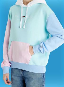 Sudadera Tommy Jeans Pastel Color Block Para Mujer