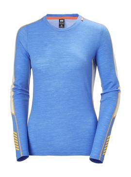 Camiseta Helly Hansen Lifa Merino Azul Para Mujer