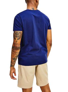 Camiseta Tommy Hilfiger Logo Box Azul Para Hombre