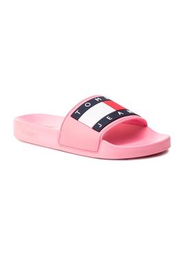 Chanclas Tommy Jeans Flag Pool Rosa Para Mujer