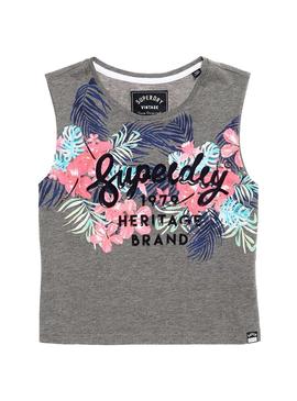 Camiseta Superdry 1979 Hawaiin Gris Para Mujer