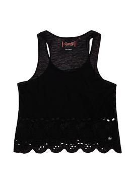 Camiseta Superdry Broiderie Negro Para Mujer