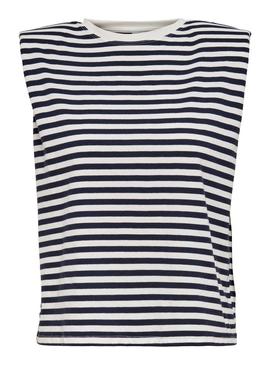Top Only Jen Life Blanco y Azul Marino Para Mujer